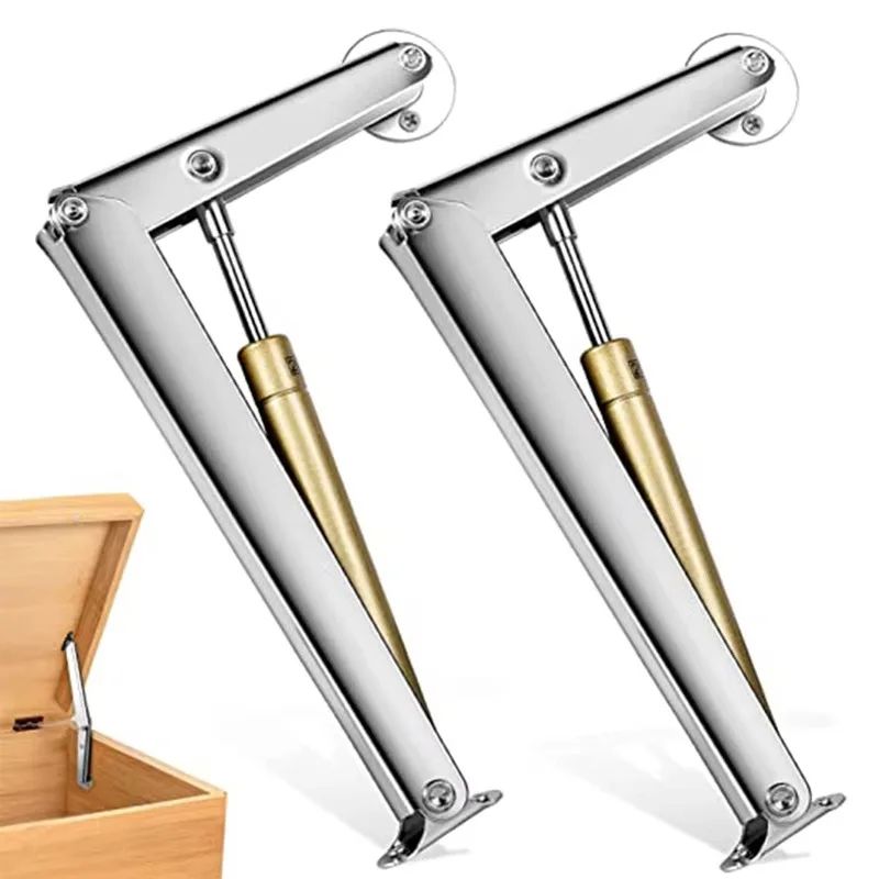 Heavy-Duty Gas Struts Soft-Close Lid Support Hinges - Adjustable 60N–200N Gas Springs (2-Pack)