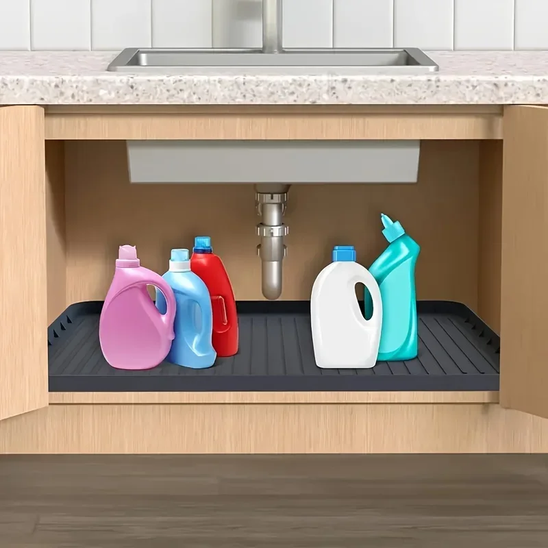 Waterproof Durable Under Sink Mat for Kitchen and Bathroom Cabinets, Leak Proof Drip Tray Liner Organizer