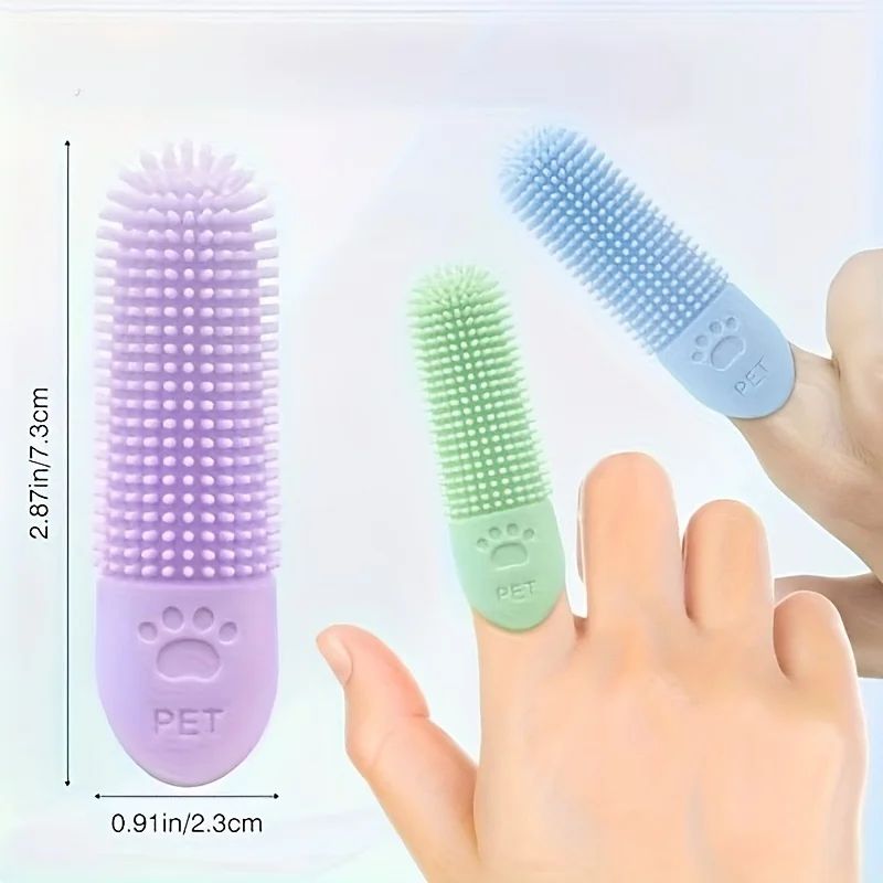 360° Silicone Pet Finger Toothbrush – Soft Dog & Cat Tooth Cleaning Brush