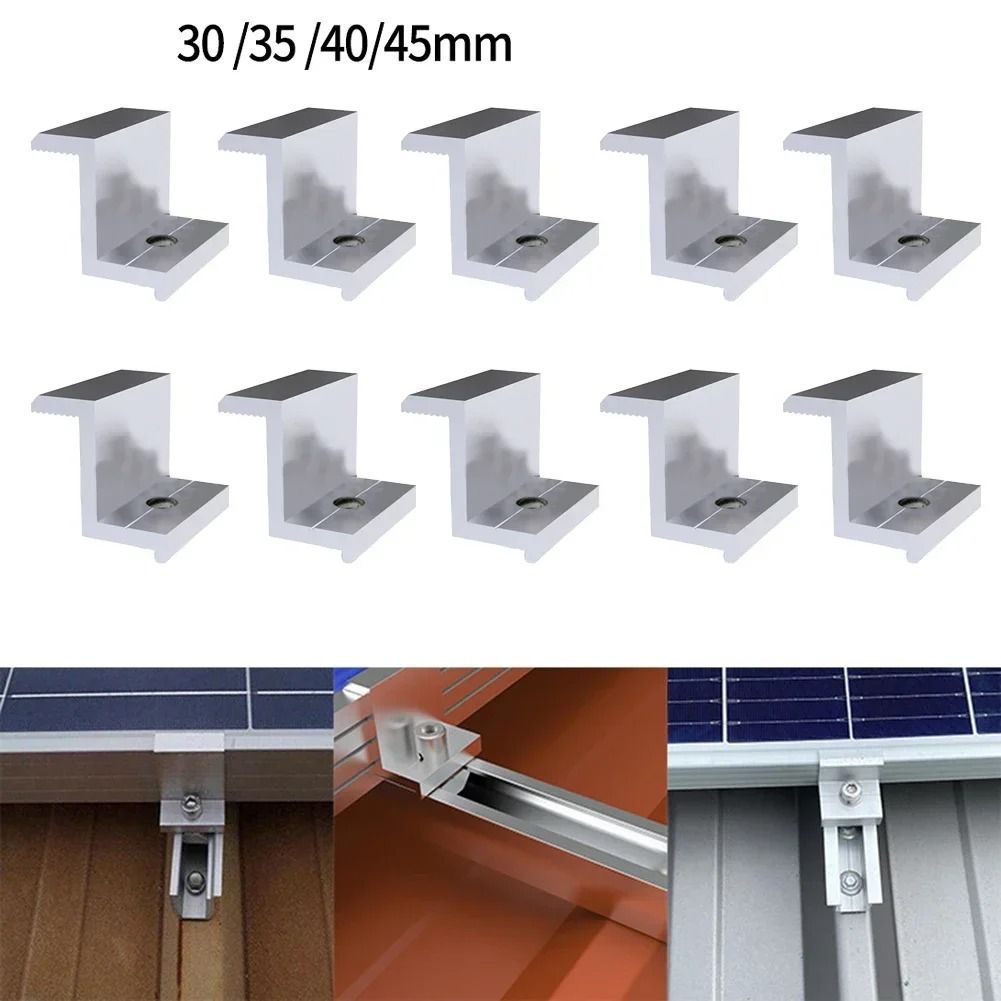 Aluminum Alloy Solar Panel Mounting End Clamps Set of 10 Pieces