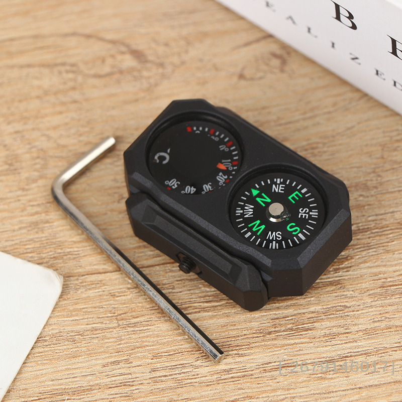 Mini Compass Thermometer for Rail Outdoor Navigation Accessory