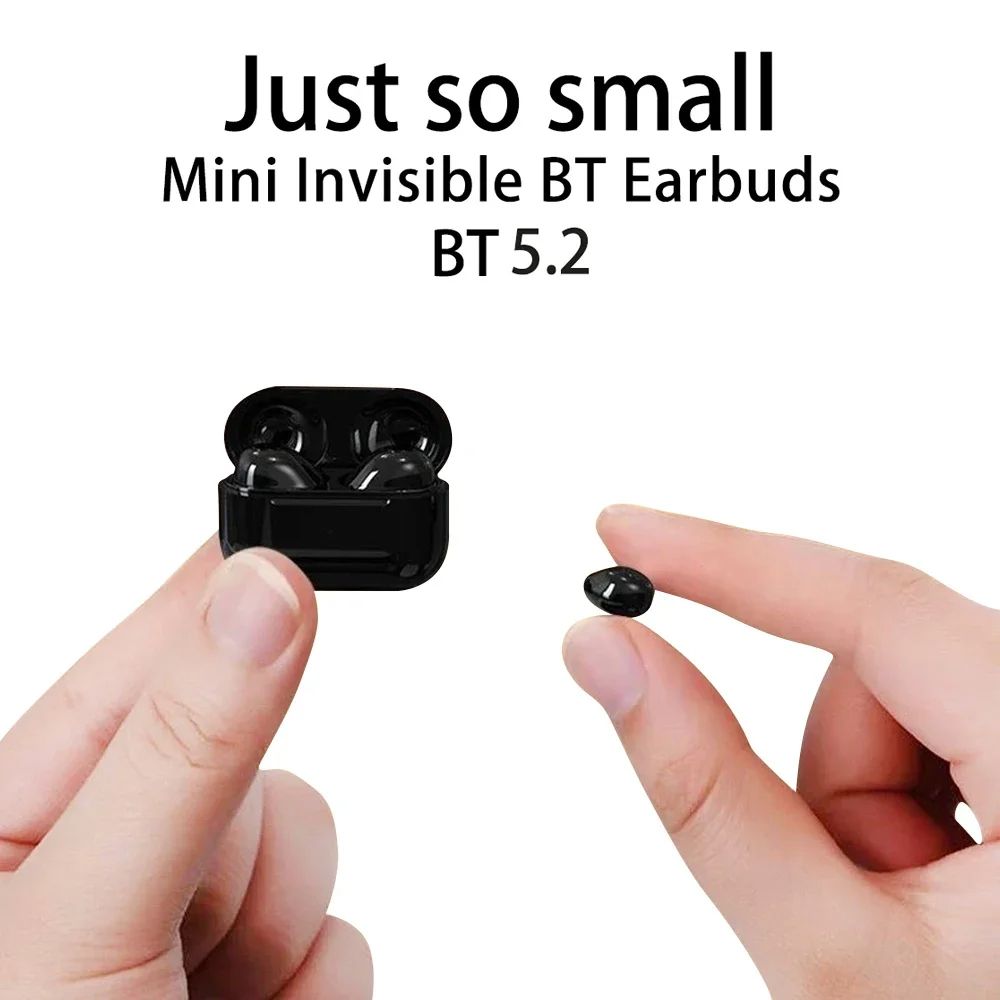 Invisible Mini Bluetooth 5.2 Earbuds with Mic, Noise Reduction, Wireless In-Ear Headphones for Sleep, Sports,and work