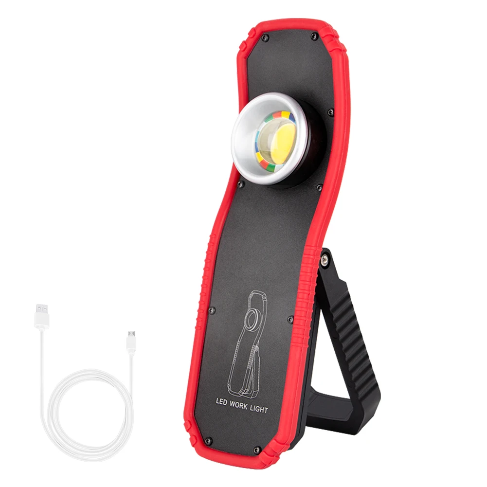 Portable LED COB Flashlight Torch USB Rechargeable Magnetic Lantern for Camping High Low Modes, Work Light