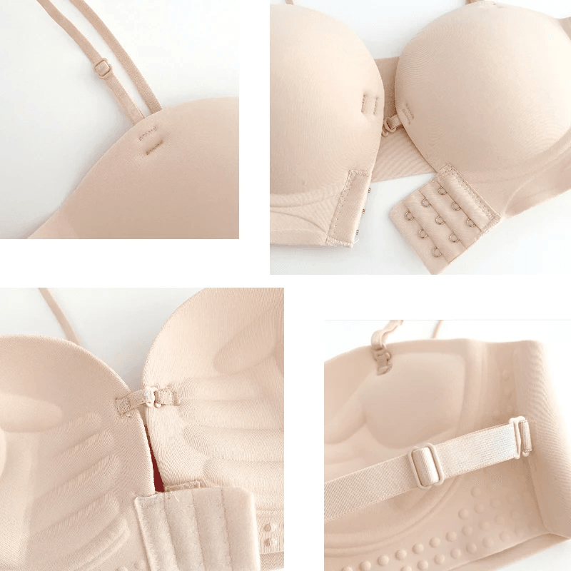 Seamless Strapless Push Up Bra with Front Closure