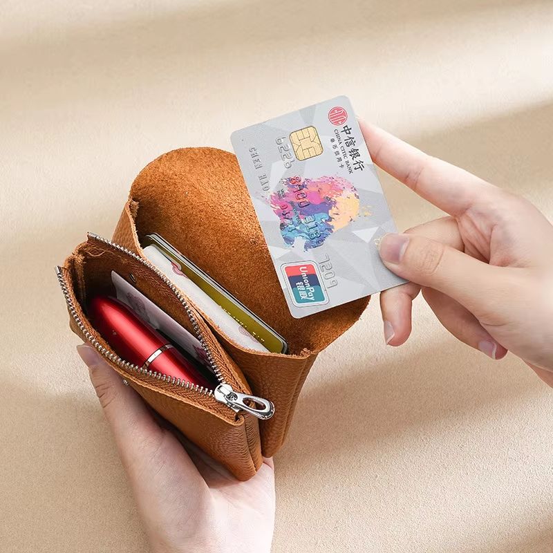 Custom Name PU Leather Coin Purse Card Holder Zipper Wallet with Engraved Initials