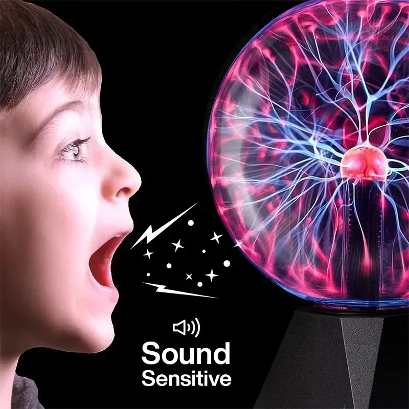Voice Controlled Electrostatic Ball Lamp, Magic Plasma Light, USB Powered Radiant Ball Night Light for Atmosphere