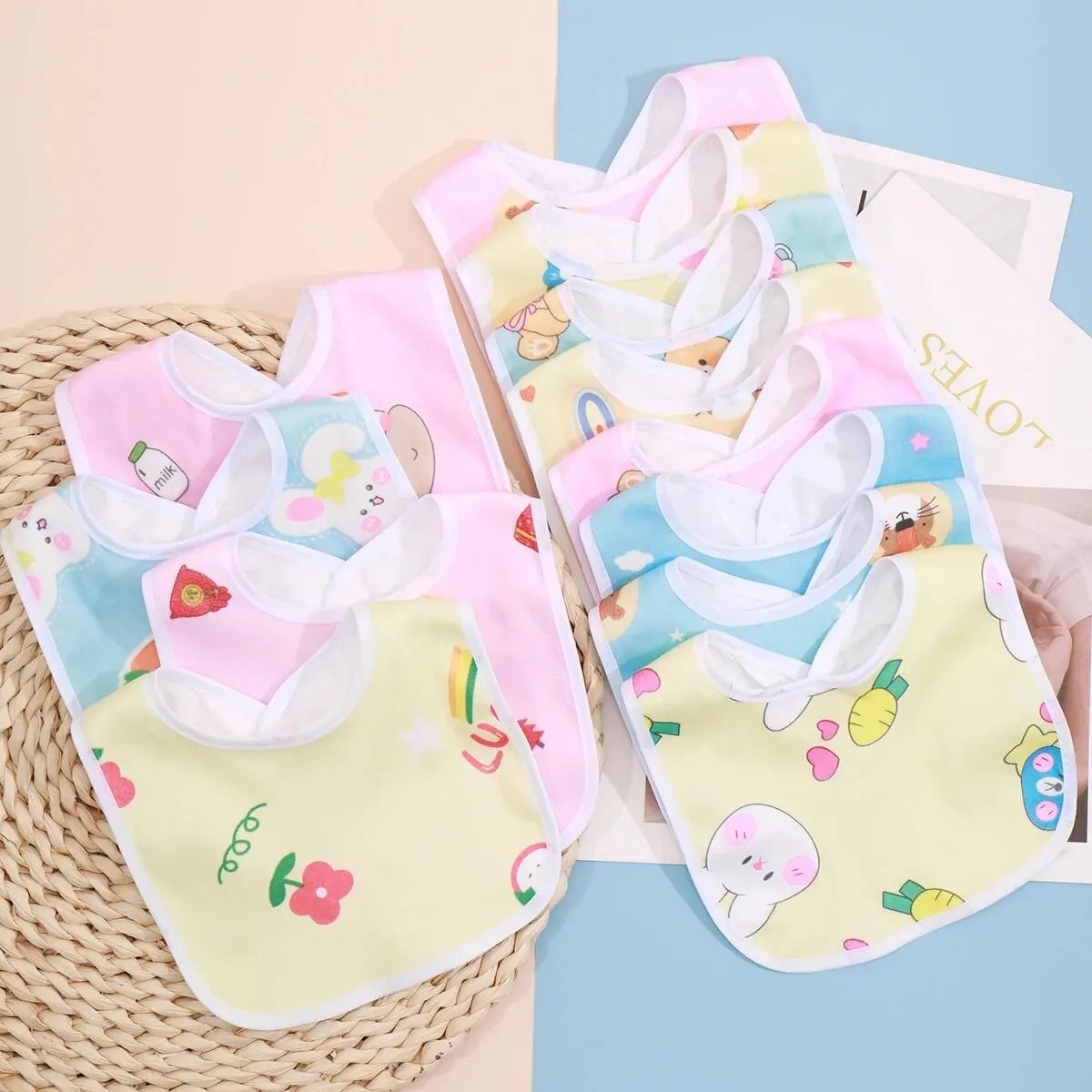 Ultra Soft Waterproof Baby Bib Set with Snap Closure