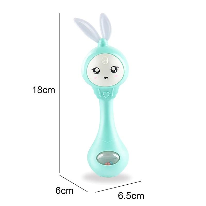 2025 Flashing Musical Rabbit Hand Bell – Early Educational Teether Rattle Toy (0-12M)