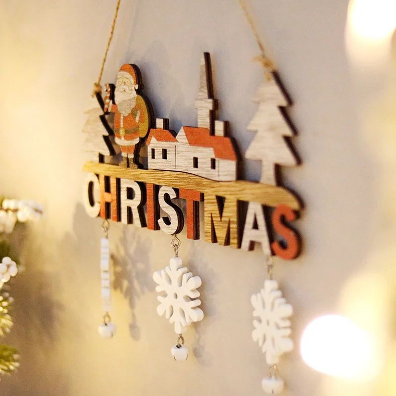 Wooden Santa Snowman Reindeer Christmas Door Hanging Sign