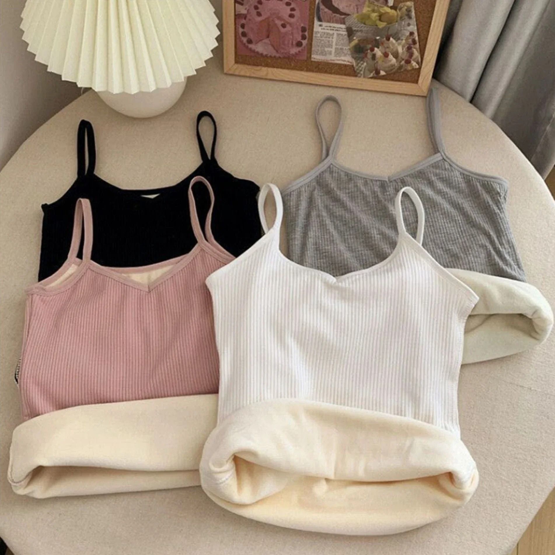 Women Winter Warm Sleeveless Thermal Top Soft Velvet Elastic Underwear Nightwear