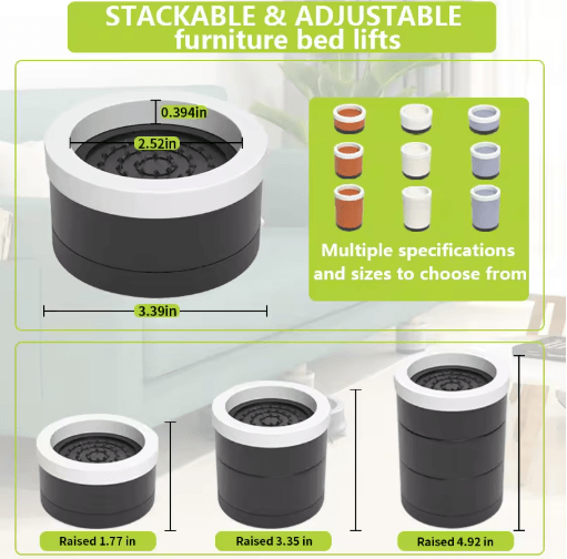 Stackable Furniture Heightening Foot Pads Adjustable Table Cabinet and Bed Leg Risers