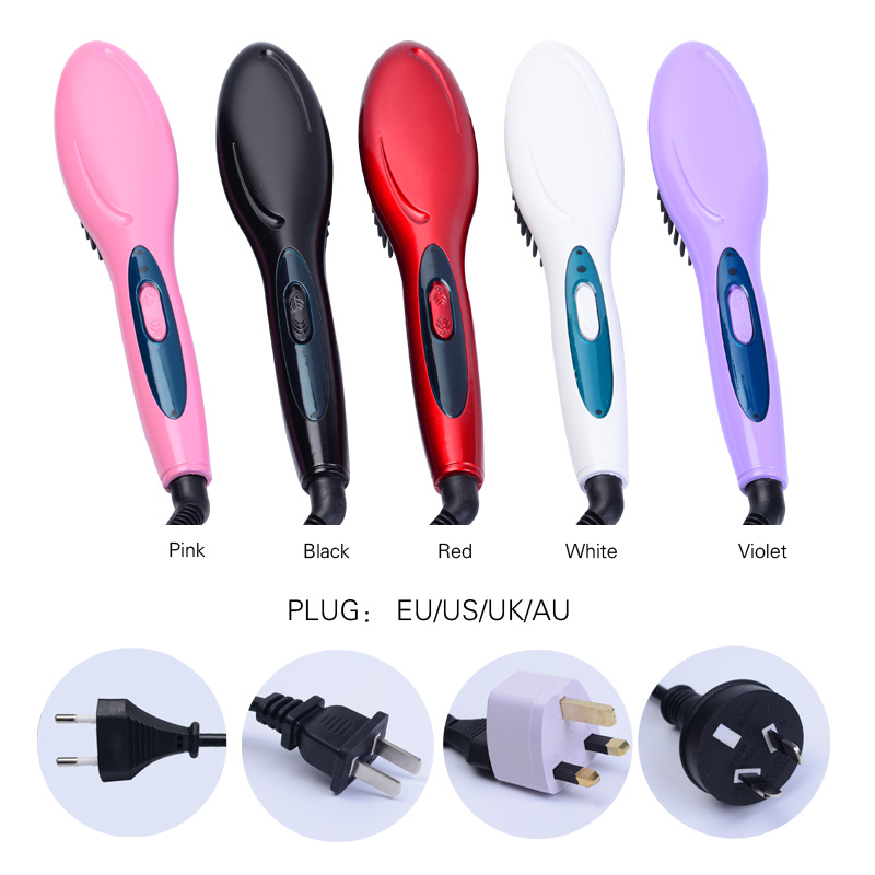 Professional Ceramic Hair Straightening Brush Electric Comb Anti Frizz Styler