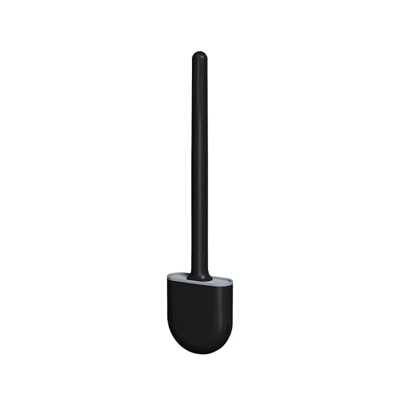 Wall Mounted Silicone Toilet Brush with Soft Bristles and Compact Holder