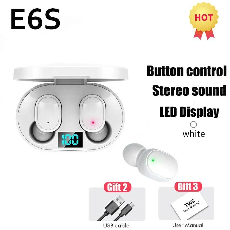 E6S TWS Wireless Bluetooth Earbuds with LED Display and Noise Reduction