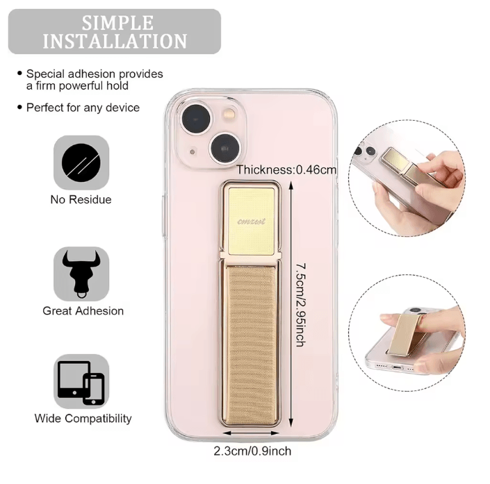 Elastic Phone Grip Strap with Kickstand Adhesive Finger Holder