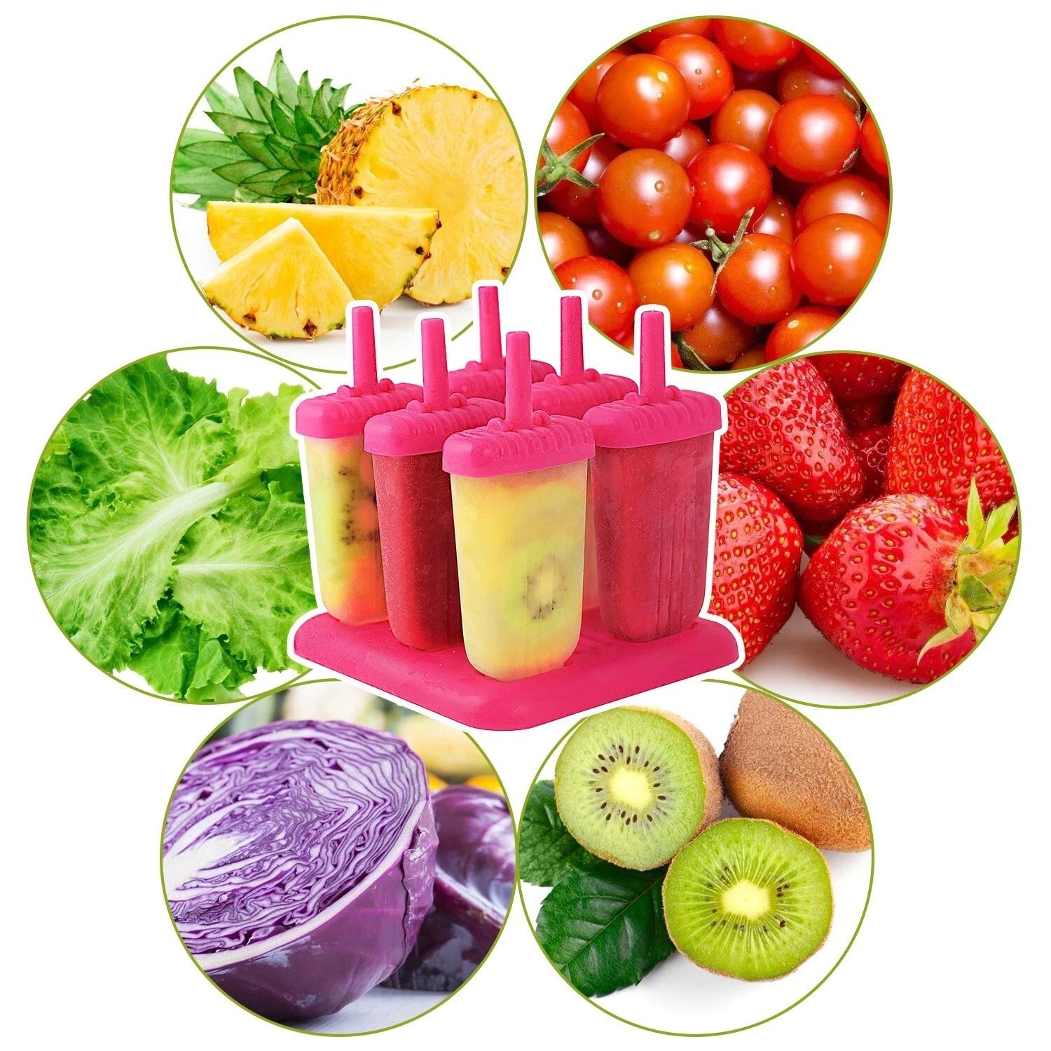 DIY Homemade Ice Cream, Reusable Popsicle Molds Set, 6pcs Plastic Popsicle Molds for Summer Fun