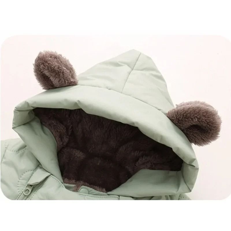 Thickened Fleece-Lined Bear Romper Snowsuit