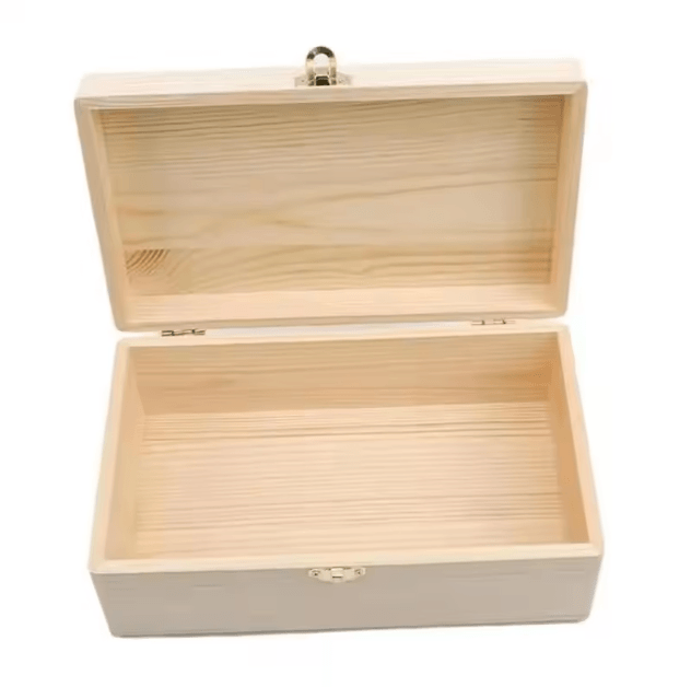 CraftKeeper Solid Wooden Jewelry Storage Box Rectangular Flip Lid Organizer