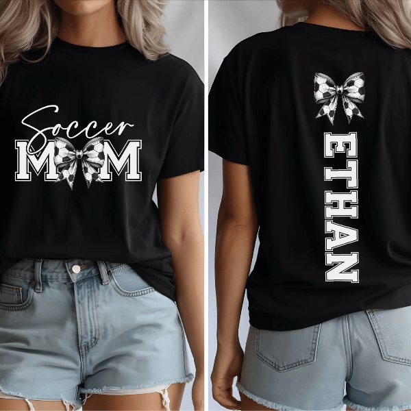 Custom Soccer Mom Shirt with Kid Name – Personalized Comfort Colors Tee