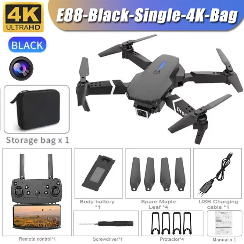 E99 Pro Drone with 6K Camera Foldable Quadcopter Remote Control UAV