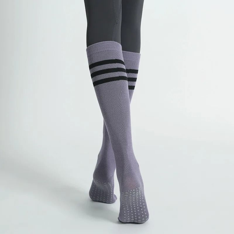 Autumn Winter Women Anti Slip Yoga Socks Cotton Breathable Fitness Pilates Mid Tube Ballet Dance Socks