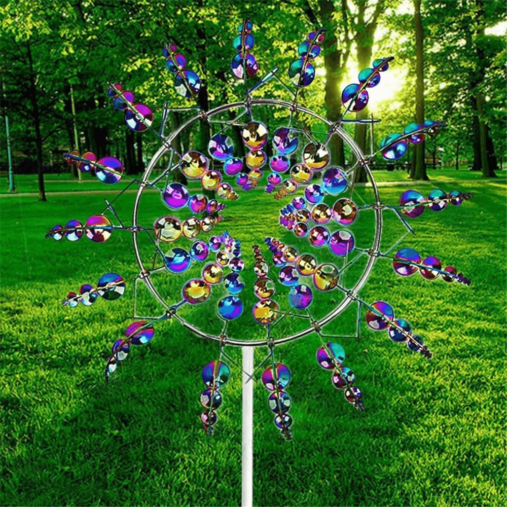 Magical Kinetic Windmill Spinner Garden Sculpture Metal Wind Powered Art for Outdoor Decor