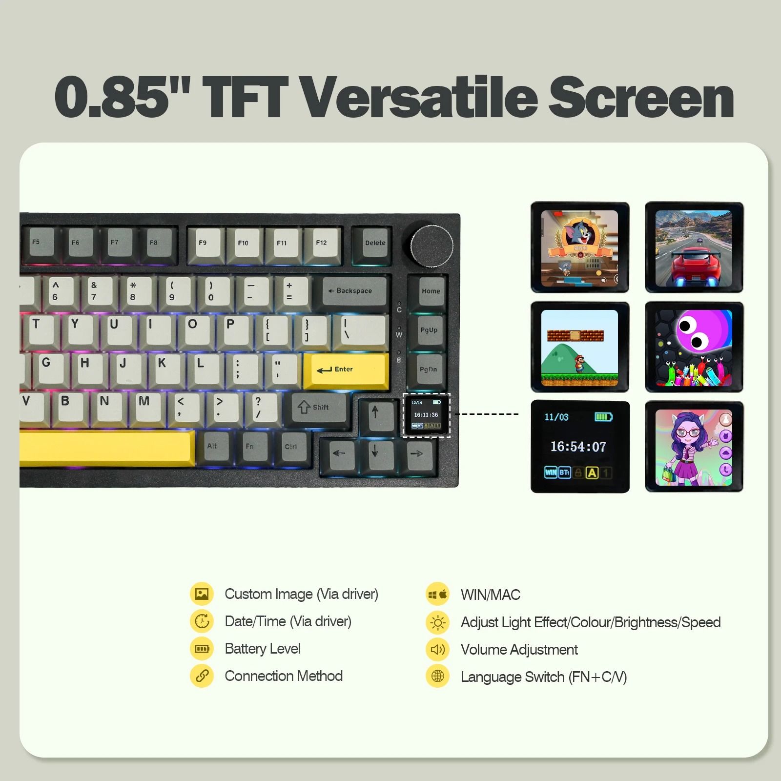 Premium Wireless Mechanical Keyboard with TFT Display