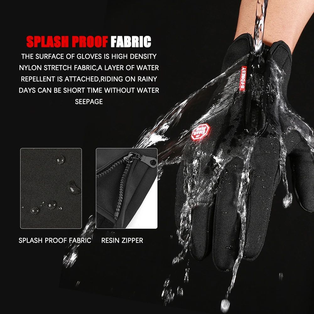 Winter Warm Men & Women Touchscreen Gloves, Splash proof Outdoor Sport, Skiing, Cycling, Fishing, Nonslip Zipper D