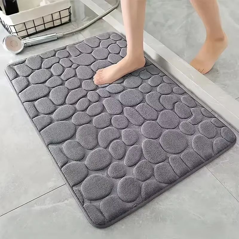 Cobblestone Embossed Non-Slip Bathroom Mat Absorbent Quick Dry Floor Doormat