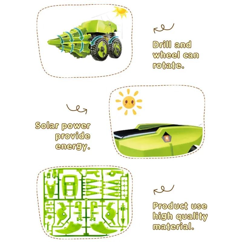 Kids Dinosaur Solar Powered STEM DIY Robot Car Toy