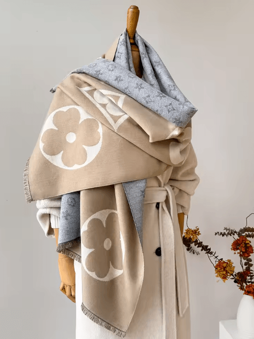 Womens Autumn Winter Faux Cashmere Shawl Warm Jacquard Blanket Scarf
