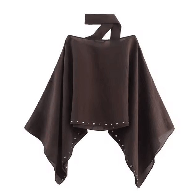 Rivet Scarf Womens Cropped Cloak Jacket – Lightweight Summer Cape Poncho for Casual & Holiday Style