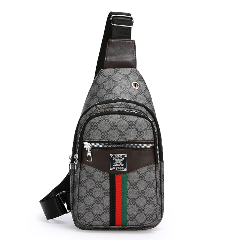 Mens Casual Crossbody Shoulder Bag Multi Pocket Lightweight Chest Bag with Earphone Hole