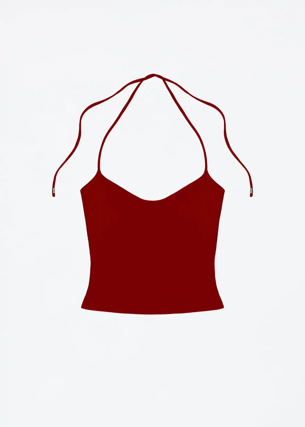 Open-Back Halter Cami Top – Stretchy Self-Tie Sexy Tank with Metal Detail