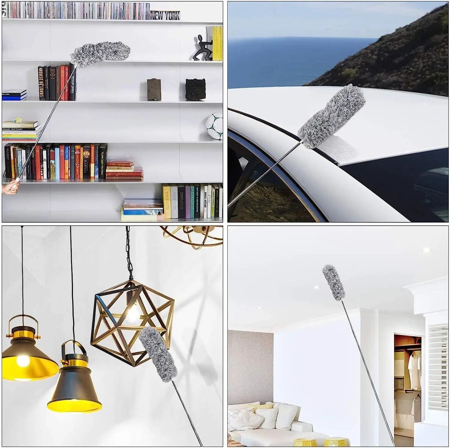 Extendable Microfiber Duster with Telescopic Pole – Retractable, Washable Ceiling & High Reach Dust Removal Brush