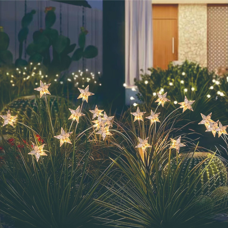 Solar Powered Ground Mounted Star Lights, Waterproof Outdoor Lawn Light for Courtyard, Garden, Patio, Pathway