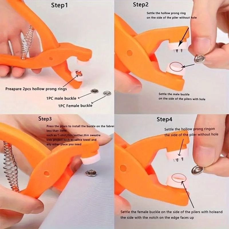 50 Piece Snap Button Kit with Manual Press Pliers