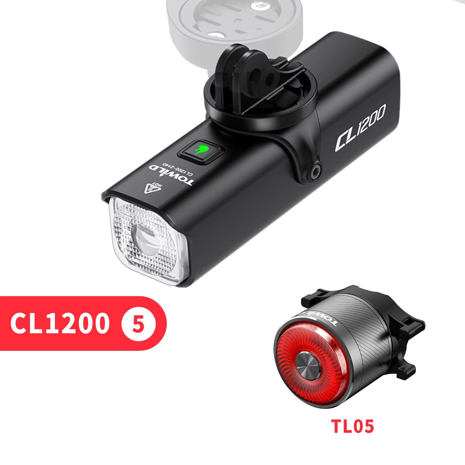 TOWILD CL1200 Smart Bike Headlight – 1200 Lumen USB-C Rechargeable Bicycle Light with Remote Control & 5000mAh Battery