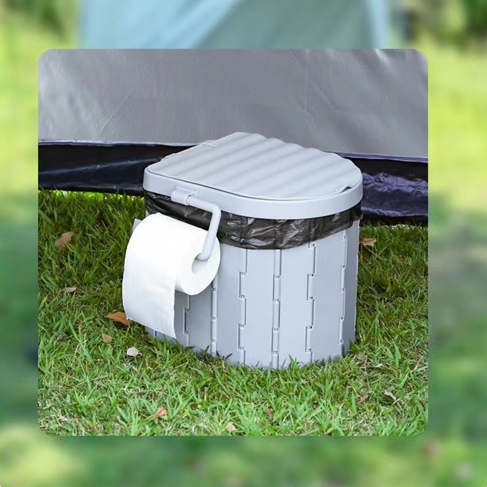 Portable Folding Camping Toilet Seat with Lid Compact Emergency Travel Toilet for Car and Outdoors