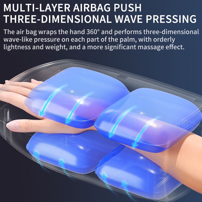 Electric Hand Massager, Cordless Finger Massage Gift, Warm Heating Vibration, Airbag Compression, Touchscreen Control