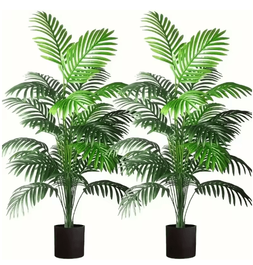Artificial Areca Palm Plant in Pot Realistic Indoor Outdoor Decorative Fake Palm Tree (24 Leaves)