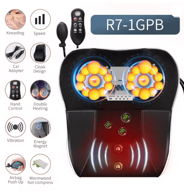 Electric Shiatsu Neck Massage Pillow with Airbag Traction Heat and Vibration