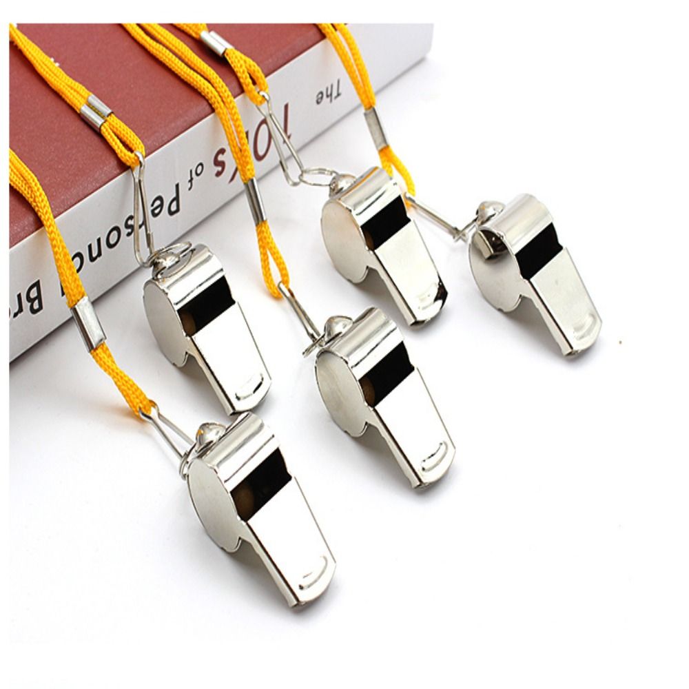 Football Whistle with Rope Durable Stainless Steel Referee Whistle for Lifeguards & Coaches