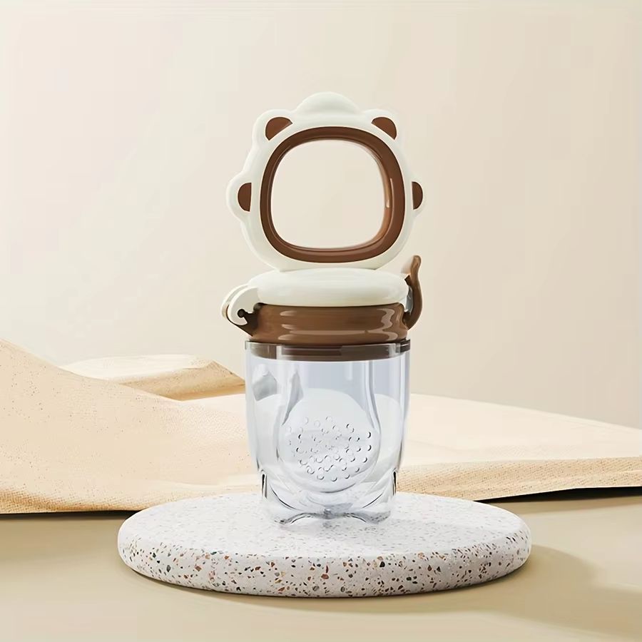 Silicone Baby Fruit & Vegetable Feeder with Mesh Cartoon Lion Design - Safe Self-Feeding & Teething Aid