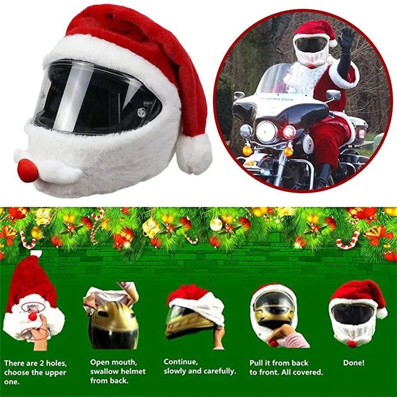 Festive Santa Claus Motorcycle Helmet Cover for Bikes & Scooters