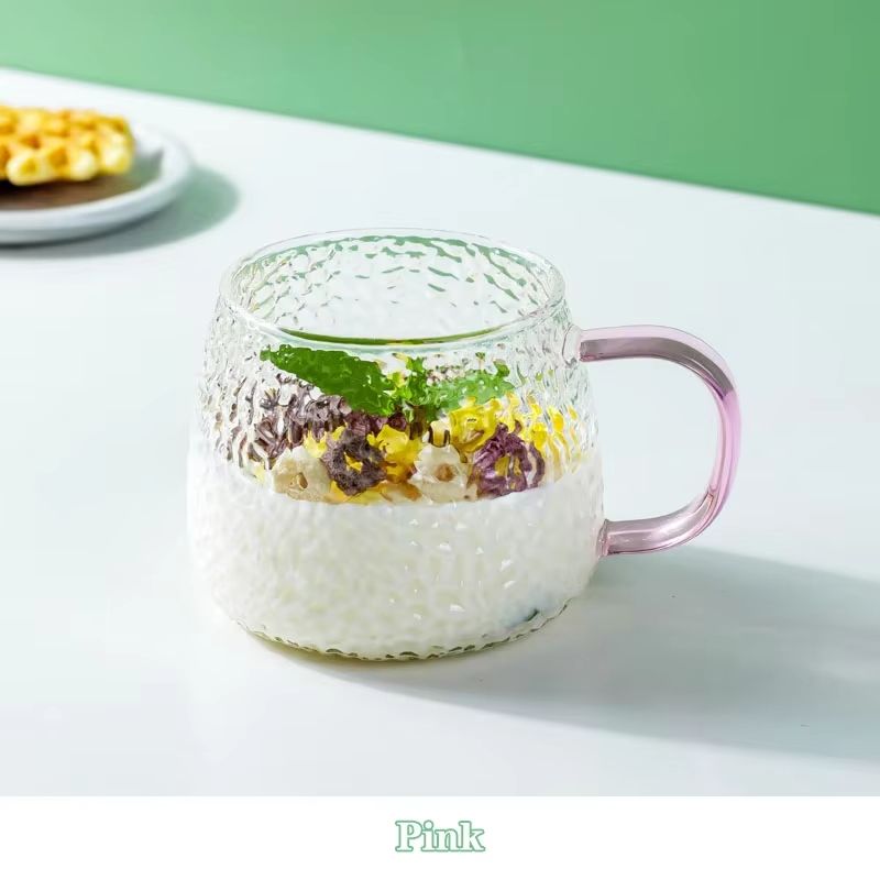 13.53 fl oz Hammer Pattern Heat Resistant Glass Coffee Mug with Handle