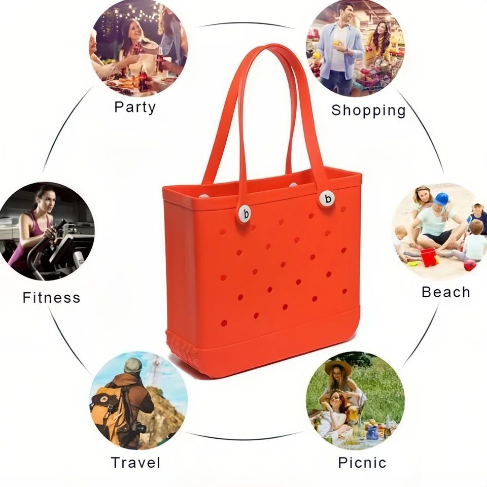 Lightweight Beach Grid Tote Bag