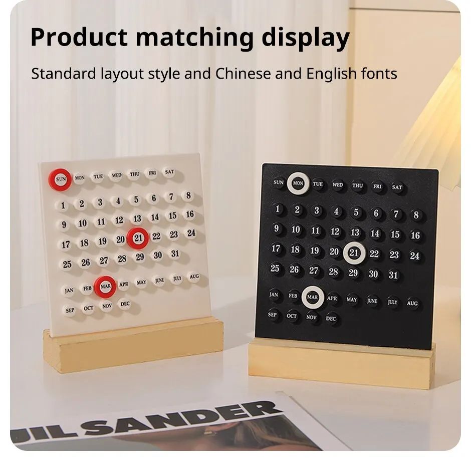 DIY Perpetual Desk Calendar Acrylic Blocks Wooden Base
