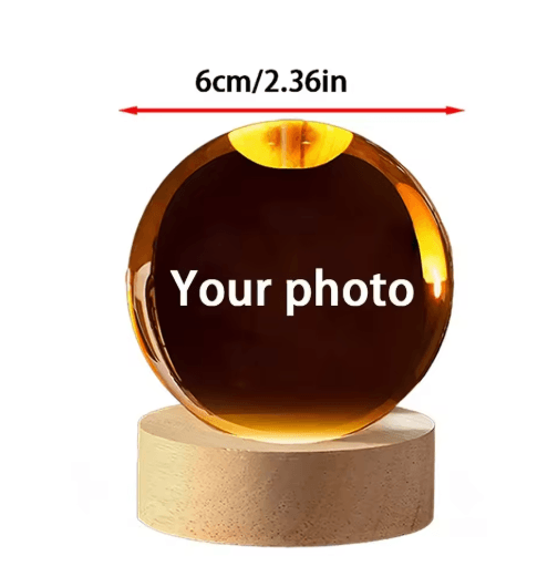 Personalized Custom Crystal Ball Night Light LED Photo Keepsake Lamp