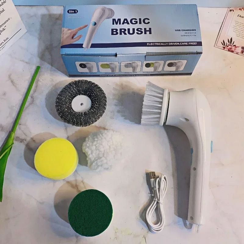 Cordless Electric Cleaning Brush With 5 in 1 Brush Heads